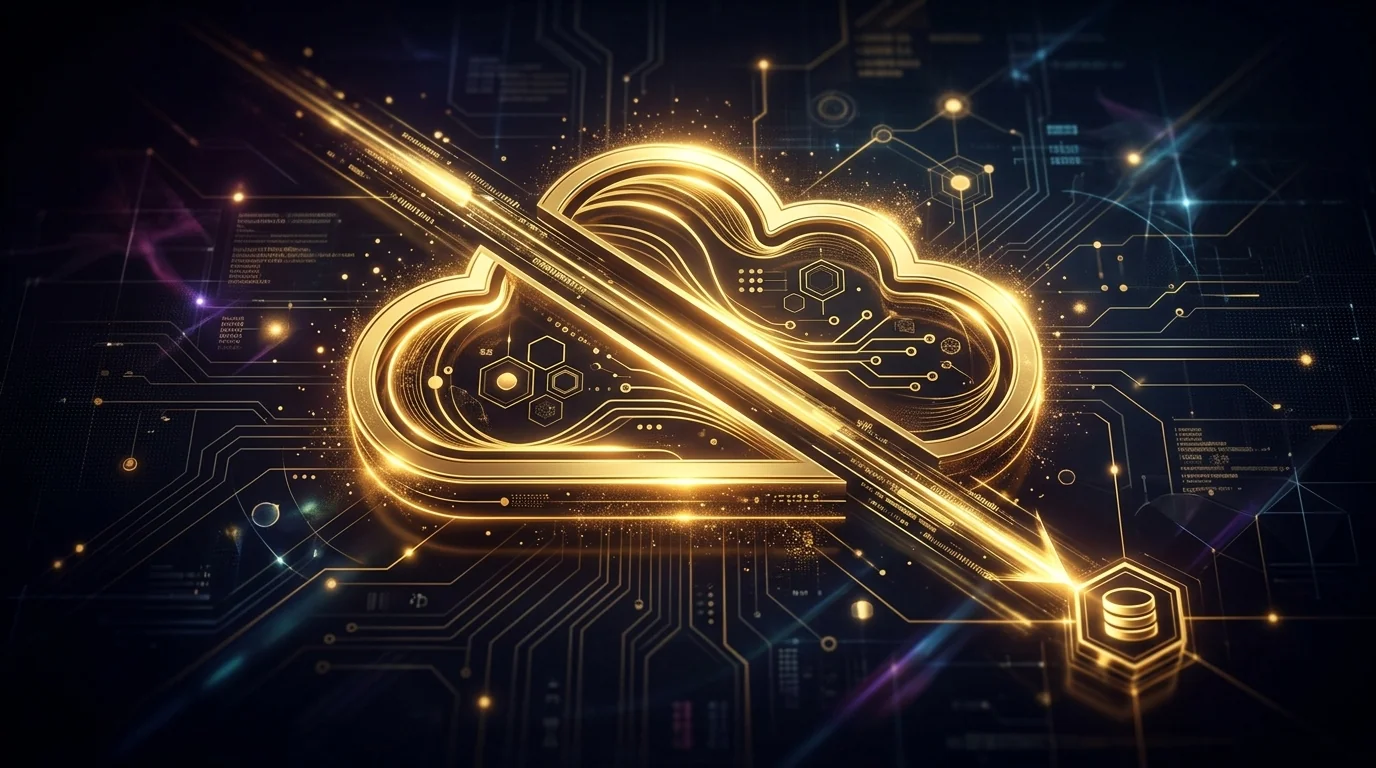 A stylized golden cloud bypassed by safe offline storage vectors